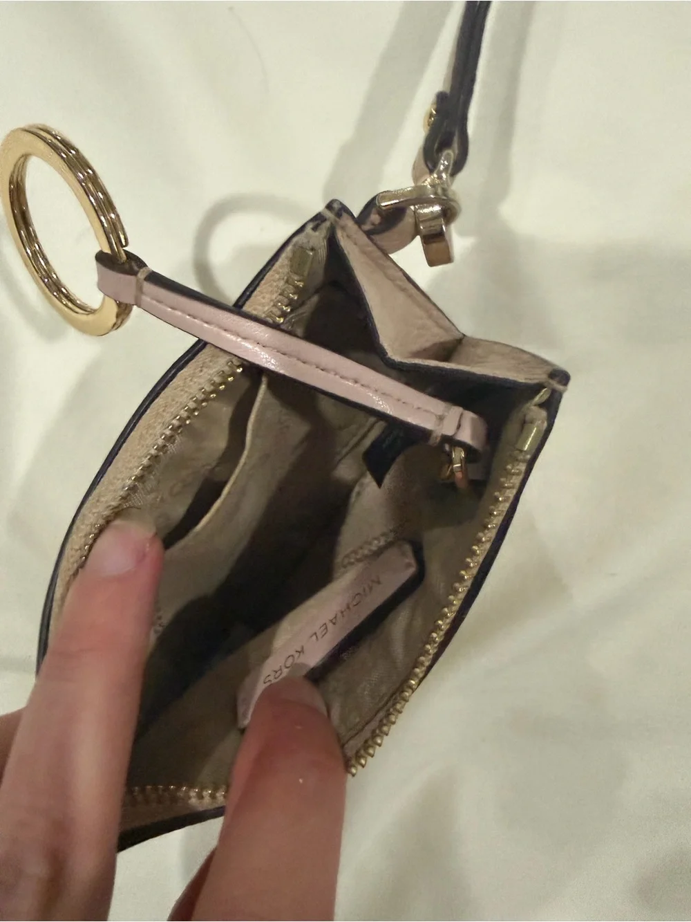 Michael Kors Blush Leather Wristlet Card Case with Gold Hardware